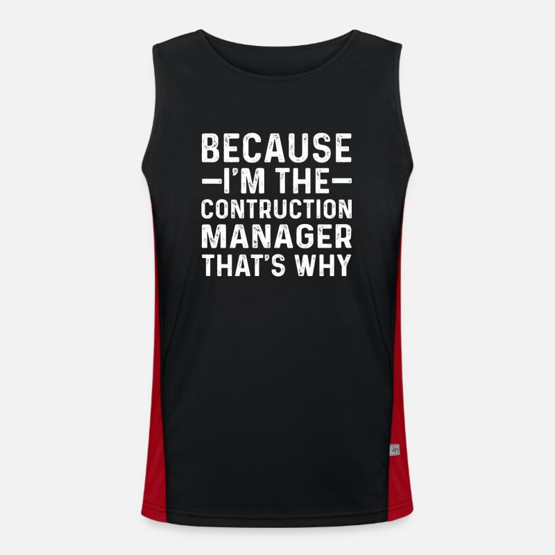 Funny construction manager saying - Men's Functional Contrast Tank Top  - black/red