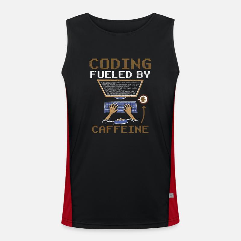 Programming powered by caffeine coding - Men's Functional Contrast Tank Top - black/red