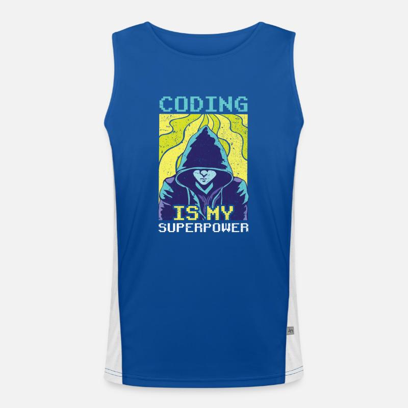 Coding is my superpower coder programmer Men's Functional Contrast Tank Top 