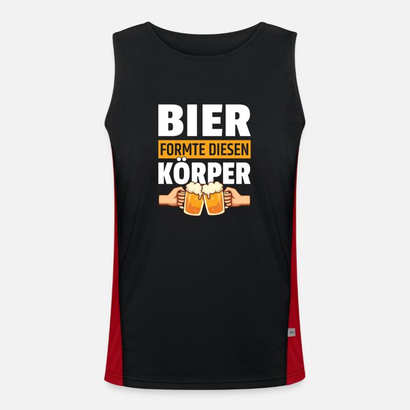 Bier Formte Diesen Körper Lustige Bier Sprüche Funktionelles Kontrast-Tank Top für Männer 
