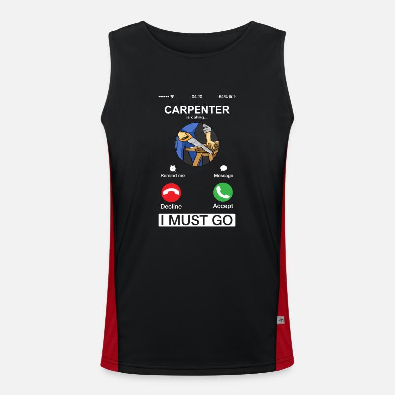Carpenter Is Calling Woodworking Funny Woodworker Men's Functional Contrast Tank Top 