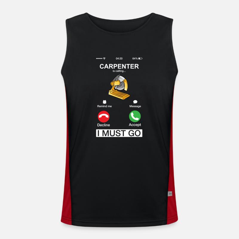 Carpenter Is Calling Woodworking Woodworker Funny Men's Functional Contrast Tank Top 