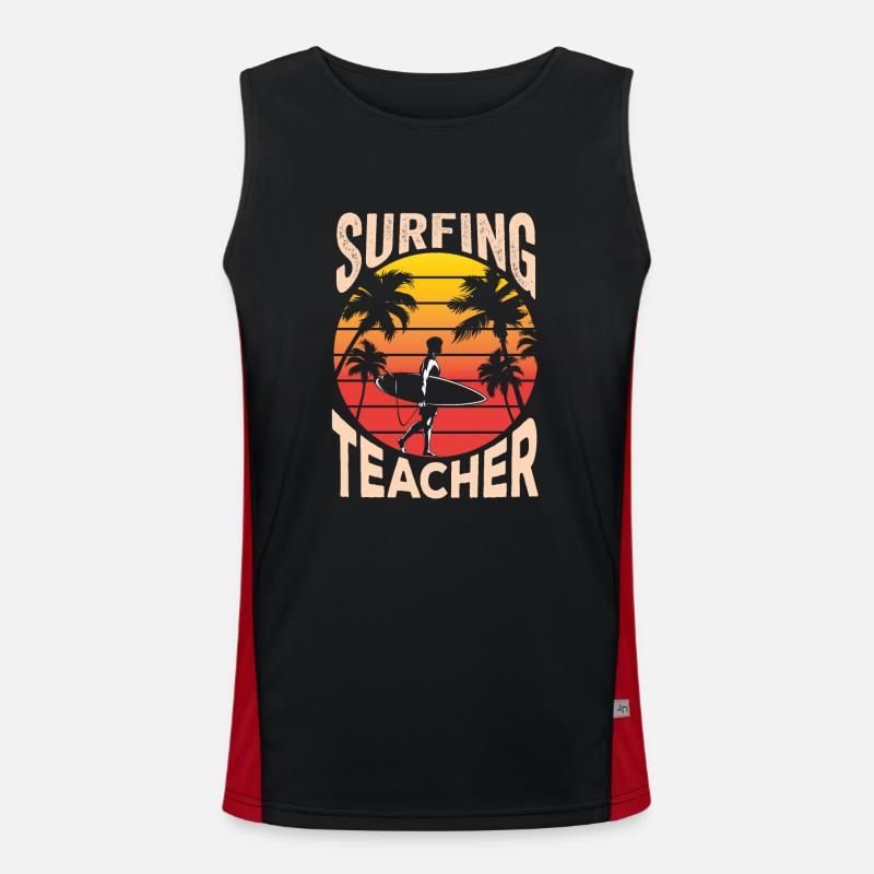 Surf Instructor Surfboard Surfing Surfing Surfer Men's Functional Contrast Tank Top 
