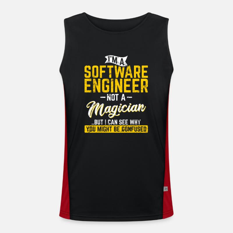 Software Engineer Not A Magician Programmer Develo Funktionelles Kontrast-Tank Top für Männer 
