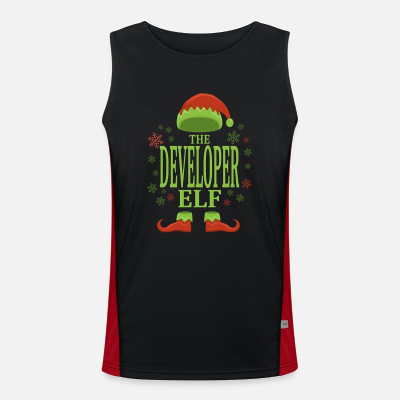 Software Developer Christmas Elf - Men's Functional Contrast Tank Top  - black/red