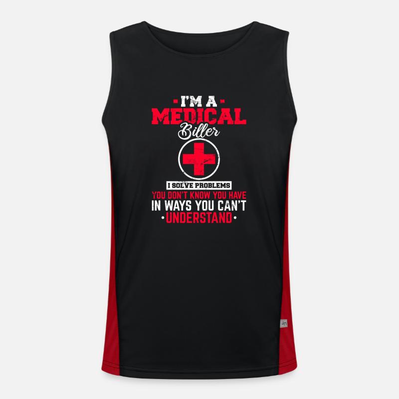 Funny Medical Coder Medical Billing Medical Coding Men's Functional Contrast Tank Top 