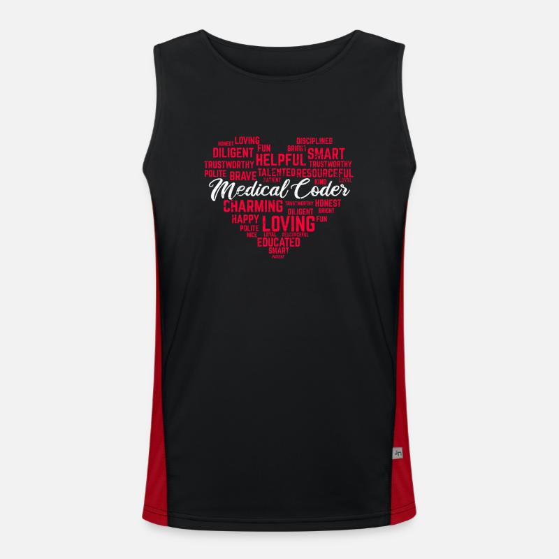 Medical Coder Heart Medical Coding Medical Billing Men's Functional Contrast Tank Top 