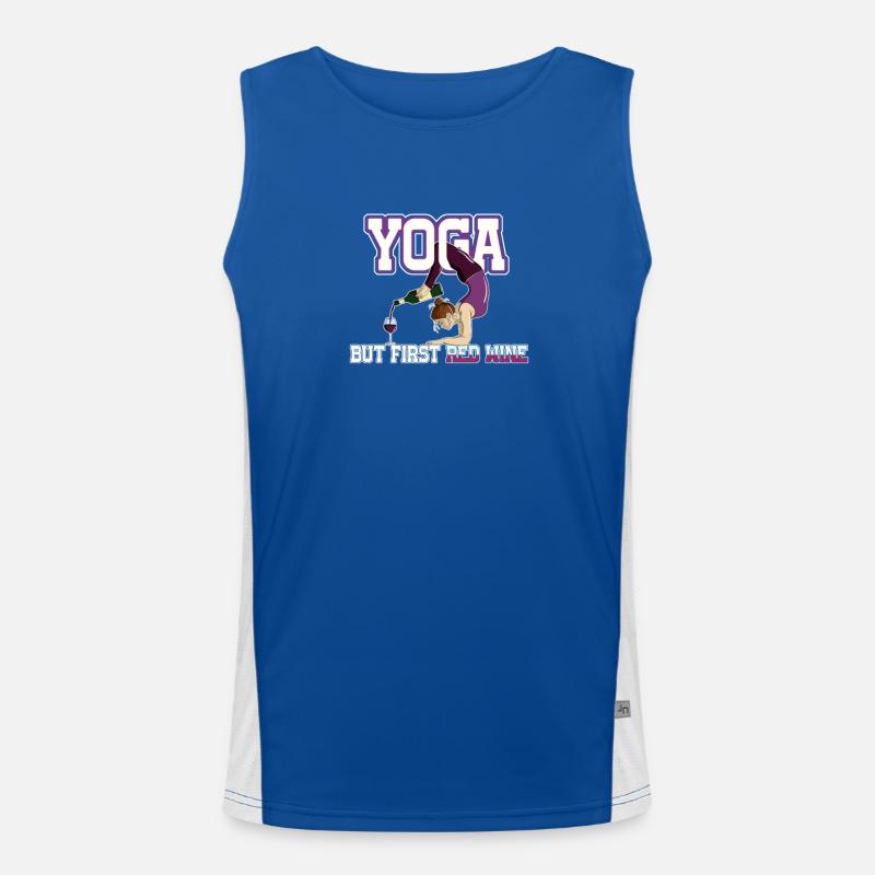 Yoga But First Red Wine Relaxation Unique Funktionelles Kontrast-Tank Top für Männer 