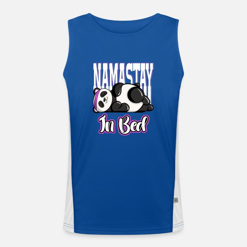 Tired Namaste in Bed Panda Lazy Artwork Funktionelles Kontrast-Tank Top für Männer 
