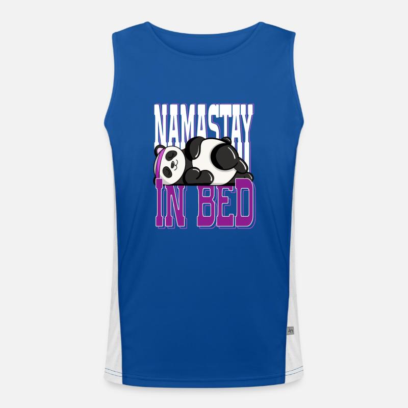 Sleeping Namaste in Bed Panda Relaxing Artwork Funktionelles Kontrast-Tank Top für Männer 