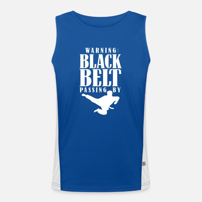 Warnung: Schwarzgurt Geht Vorbei Schwarzer Gürtel Funktionelles Kontrast-Tank Top für Männer 