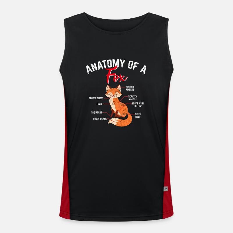 Furry Animal Cute Fox Lover Sweet Carnivore Anatom Funktionelles Kontrast-Tank Top für Männer 