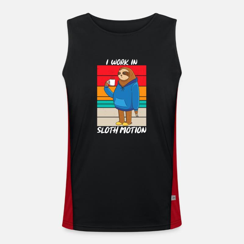 I Work In Sloth Motion Sarcasm Men's Functional Contrast Tank Top 
