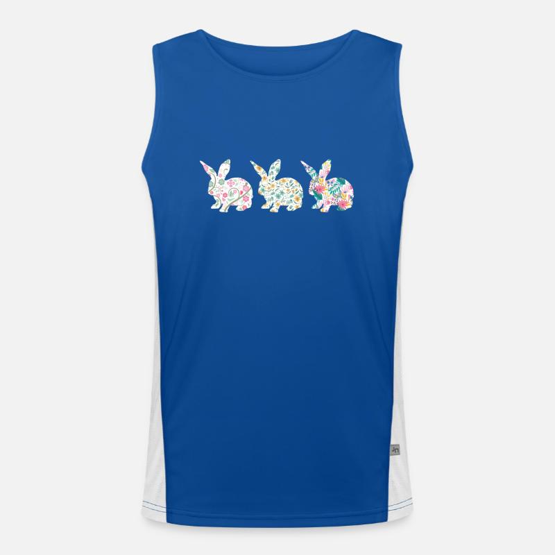 Easter Three Bunnies Rabbit Flower Men's Functional Contrast Tank Top 