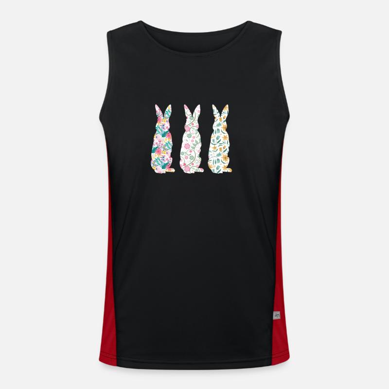 Easter Three Bunnies Rabbit Flower Men's Functional Contrast Tank Top 