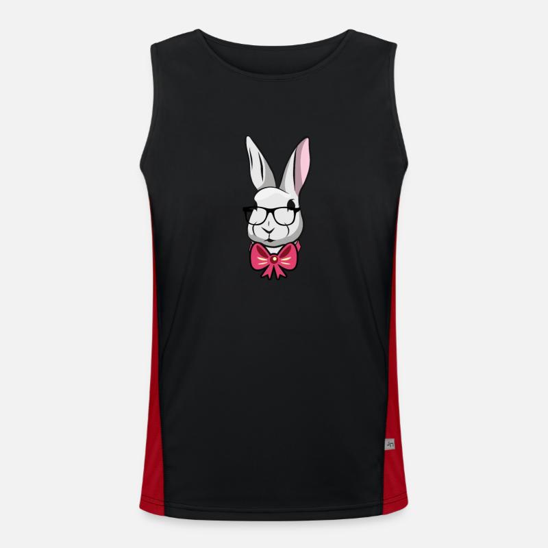 Cute Easter Rabbit Fly - Men's Functional Contrast Tank Top  - black/red