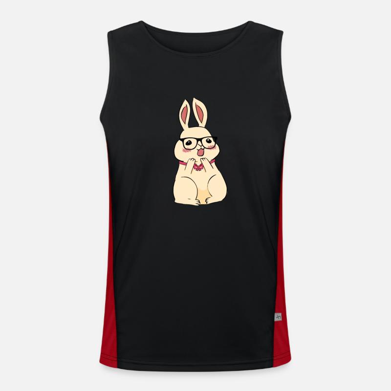 Cute Easter Rabbit Fly - Men's Functional Contrast Tank Top  - black/red