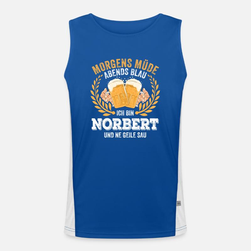 Norbert Vorname Name Geburtstag Bier saufen Funktionelles Kontrast-Tank Top für Männer 