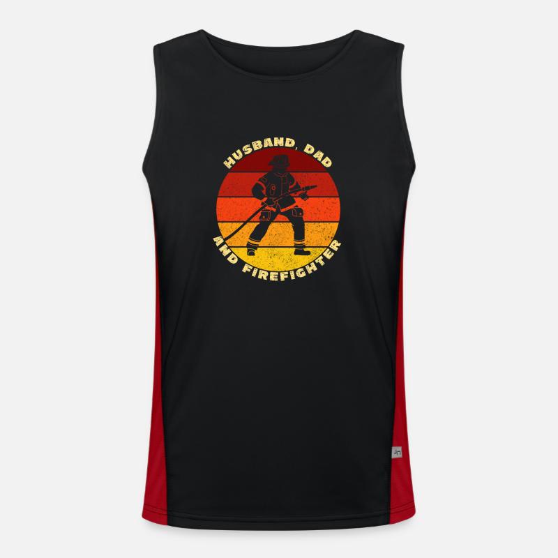 Ehemann Papa Feuerwehrmann Funktionelles Kontrast-Tank Top für Männer 