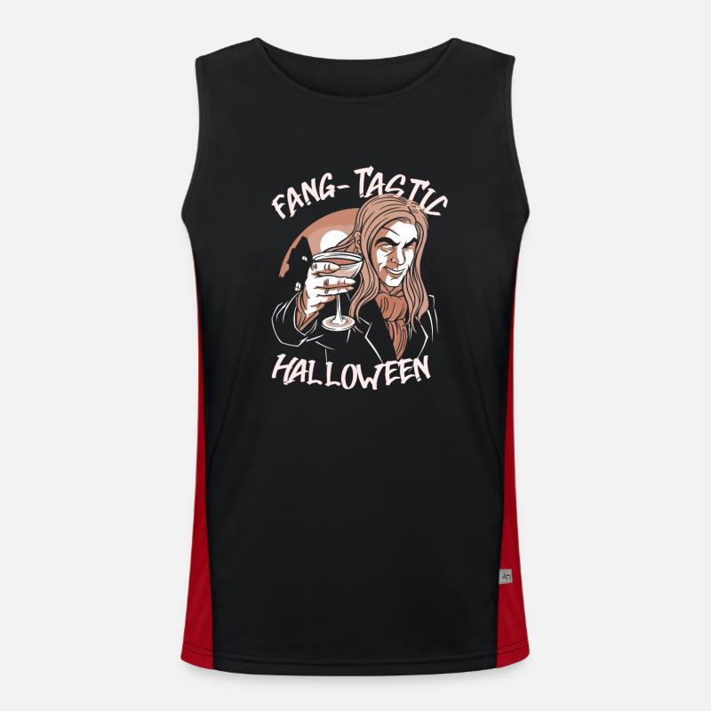 Fangtastic Halloween Vampir Wortspiel Spruch Funktionelles Kontrast-Tank Top für Männer 