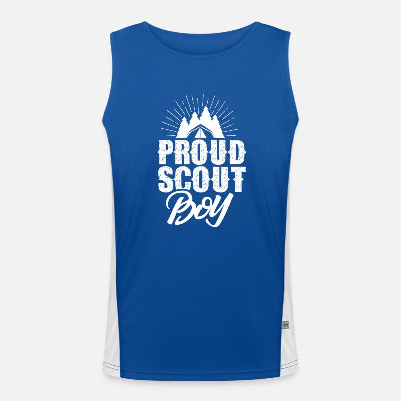 Stolzer Pfadfinder Junge Zeltlager Sippe Sprüche Funktionelles Kontrast-Tank Top für Männer 