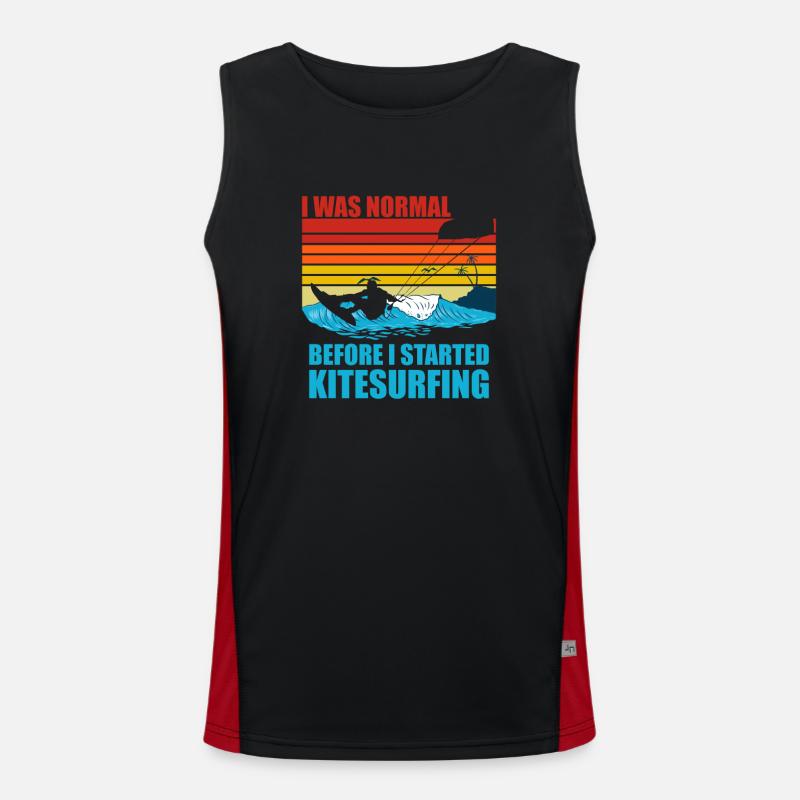 I Was Normal Before Kitesurfing Funny Kitesurfing Men's Functional Contrast Tank Top 