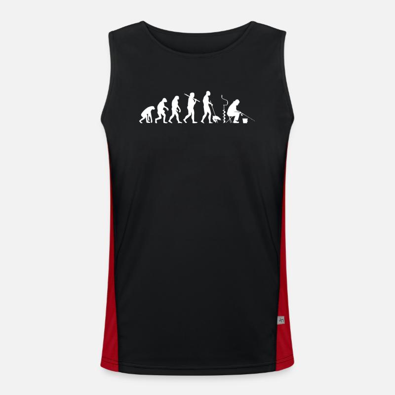 Ice Fishing Evolution Joke Funktionelles Kontrast-Tank Top für Männer 