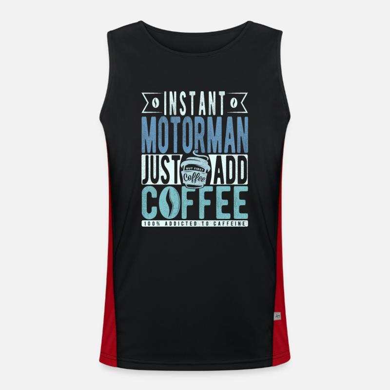 Motorman Kaffee Spruch Funktionelles Kontrast-Tank Top für Männer 