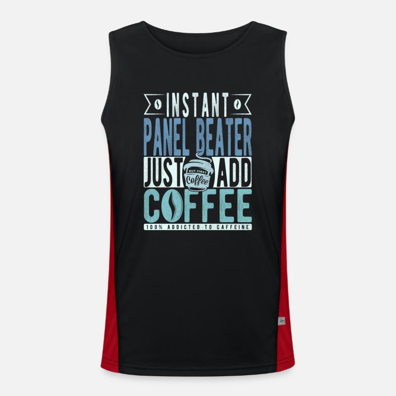 Panel Racket Coffee Saying - Men's Functional Contrast Tank Top  - black/red