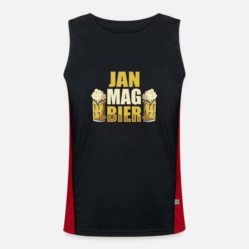 Jan mag Bier Name Geburtstag Funktionelles Kontrast-Tank Top für Männer 