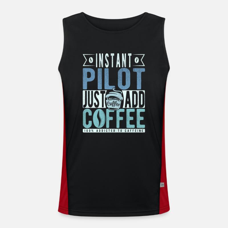 Pilot coffee saying - Men's Functional Contrast Tank Top  - black/red