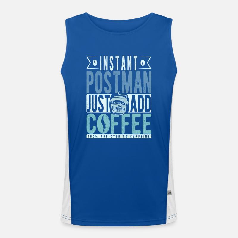Postbote Kaffee Spruch Funktionelles Kontrast-Tank Top für Männer 