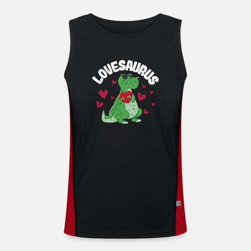Valentinstag Dinosaurier Trex Valentinstag Liebe Funktionelles Kontrast-Tank Top für Männer 