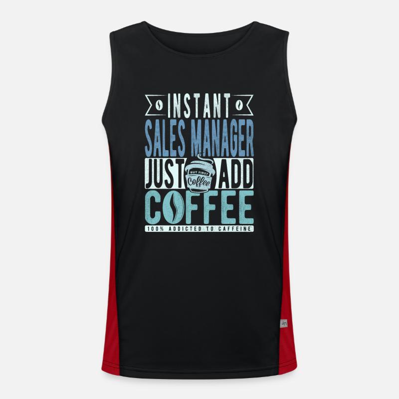 Verkaufsleiter Kaffee Spruch Funktionelles Kontrast-Tank Top für Männer 