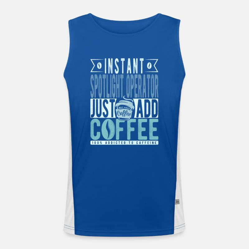 Spotlight -operator Kaffee Spruch Funktionelles Kontrast-Tank Top für Männer 