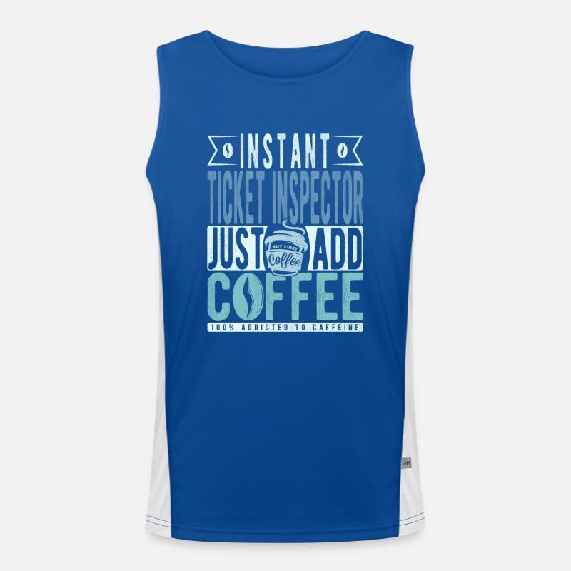 Ticket Inspector Coffee Saying Men's Functional Contrast Tank Top 