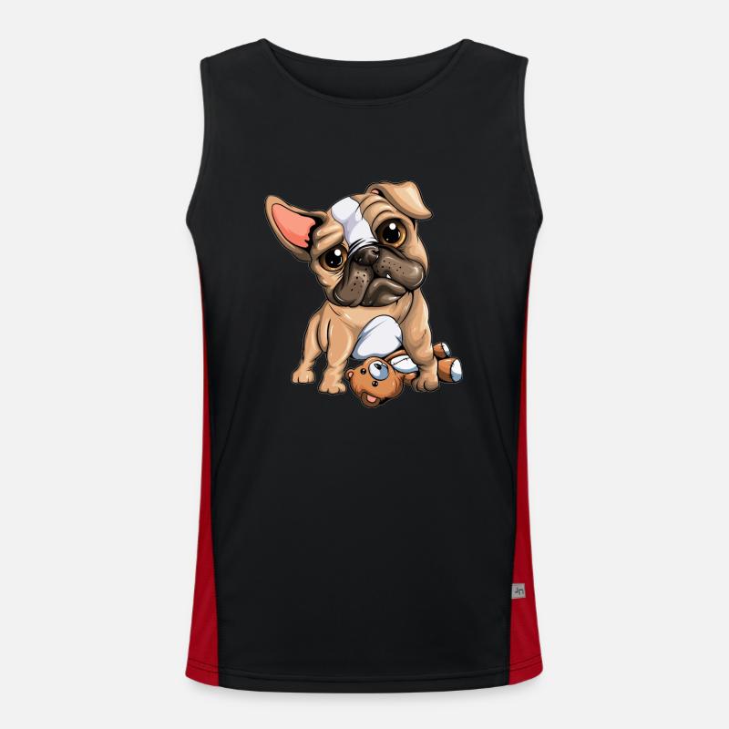 Dog loyal stupid looking pug keeps cuddly toy Men's Functional Contrast Tank Top 
