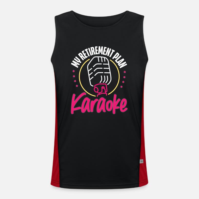 Karaoke Singer Retired 80s Retro - Men's Functional Contrast Tank Top - black/red