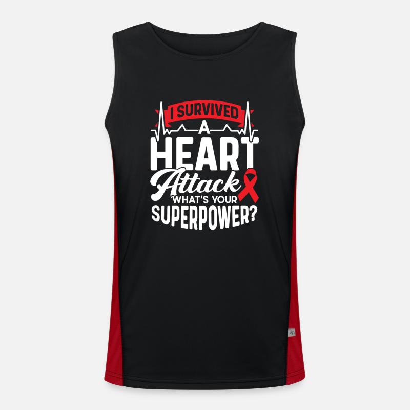 I survived a heart attack Heart attack Men's Functional Contrast Tank Top 