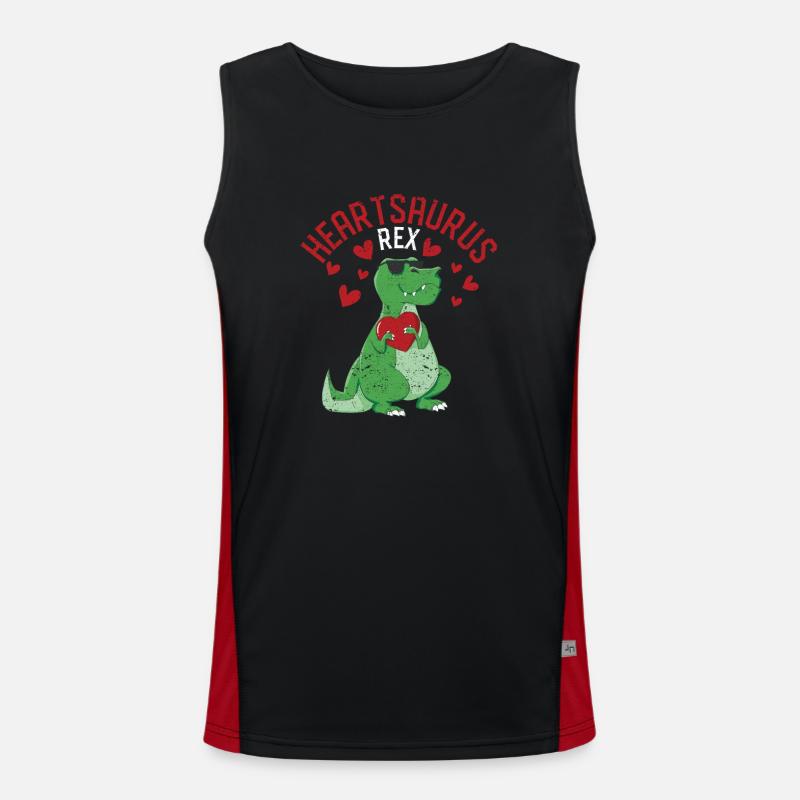 Heartsaurus Rex Dab Dance Heart Dino Valentine's Day Men's Functional Contrast Tank Top 