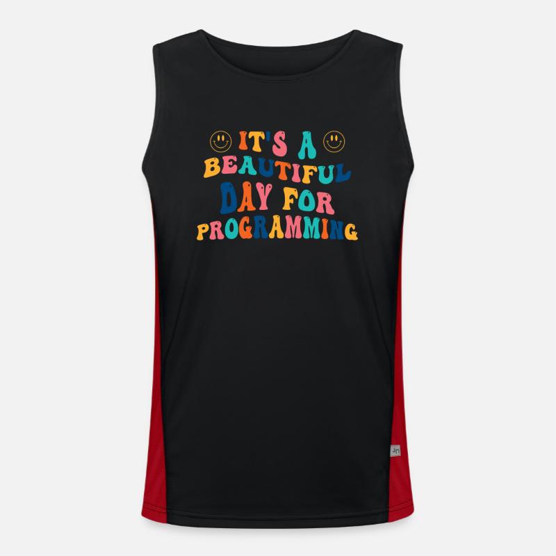 Programmer Gift - Men's Functional Contrast Tank Top  - black/red