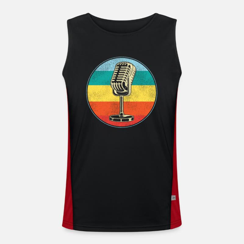 Karaoke Singer Microphone Vocalist Men's Functional Contrast Tank Top 