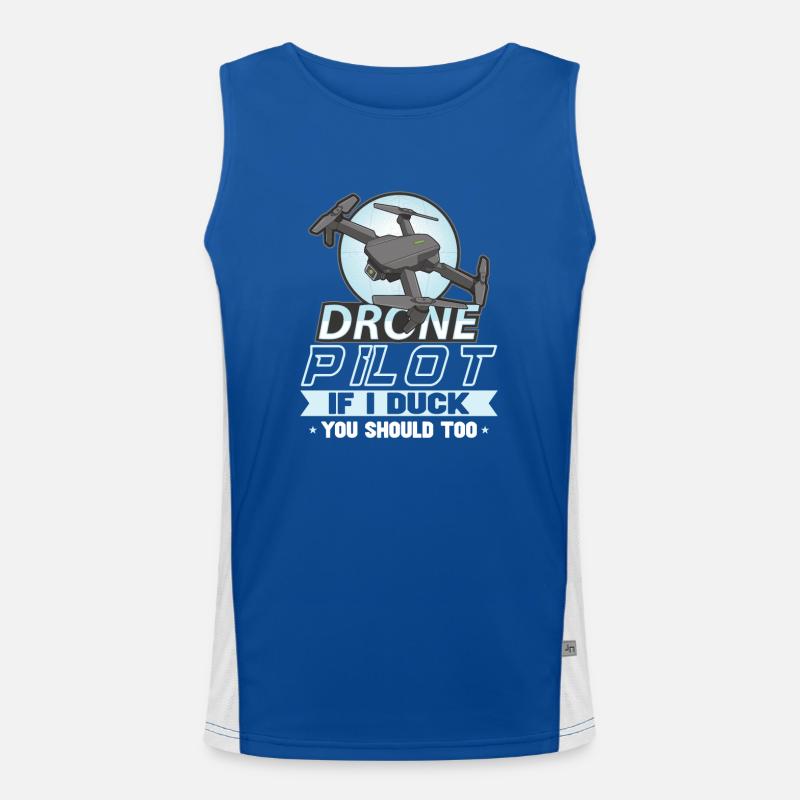Drone Pilot Grandpa Gift Idea Old Man With Men's Functional Contrast Tank Top 