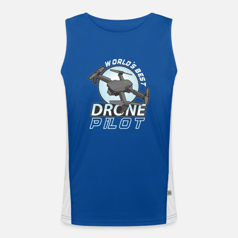 Drone Pilot Grandpa Gift Idea Old Man With Men's Functional Contrast Tank Top 