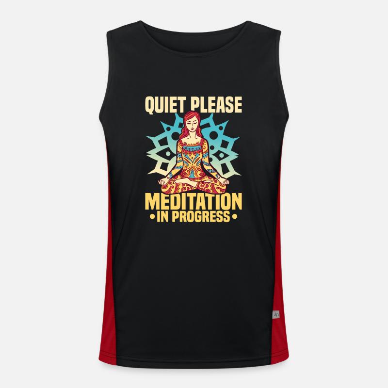 Quiet Please - Meditation In Progress Meditating Y Funktionelles Kontrast-Tank Top für Männer 