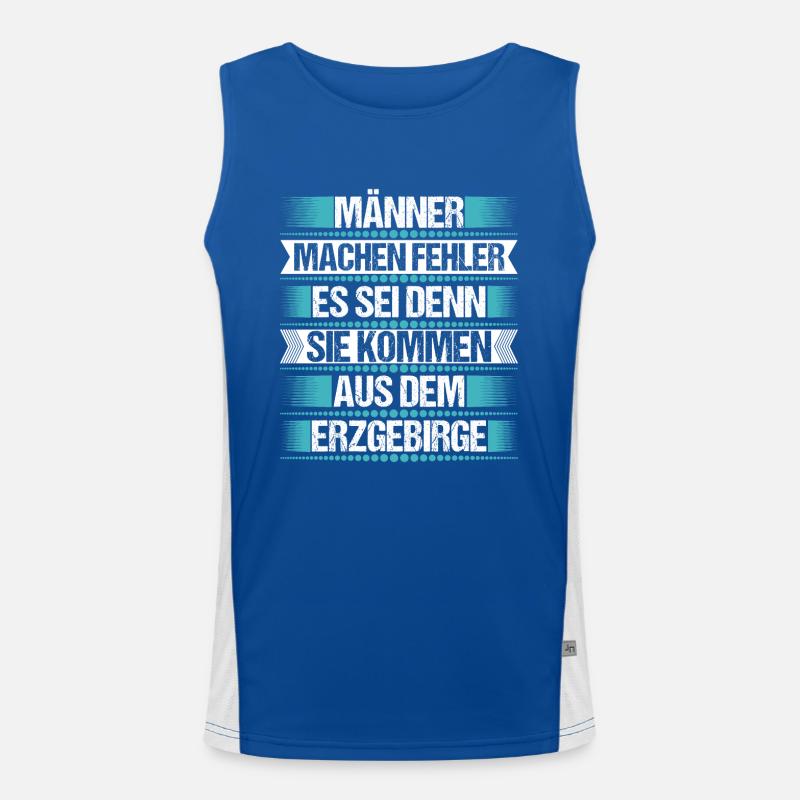 Erzgebirge Mann Fehler machen Spruch Funktionelles Kontrast-Tank Top für Männer 