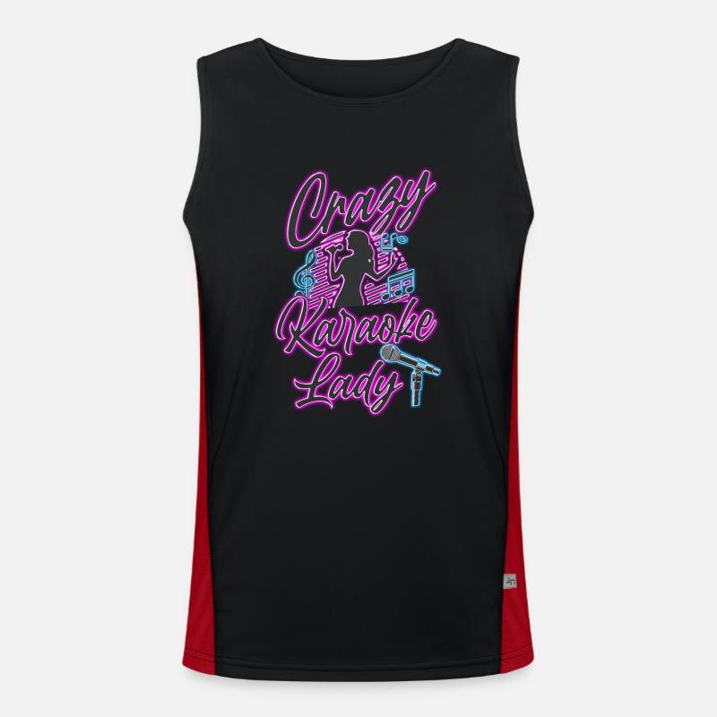Karaoke Singer 80s Retro Crazy Funktionelles Kontrast-Tank Top für Männer 