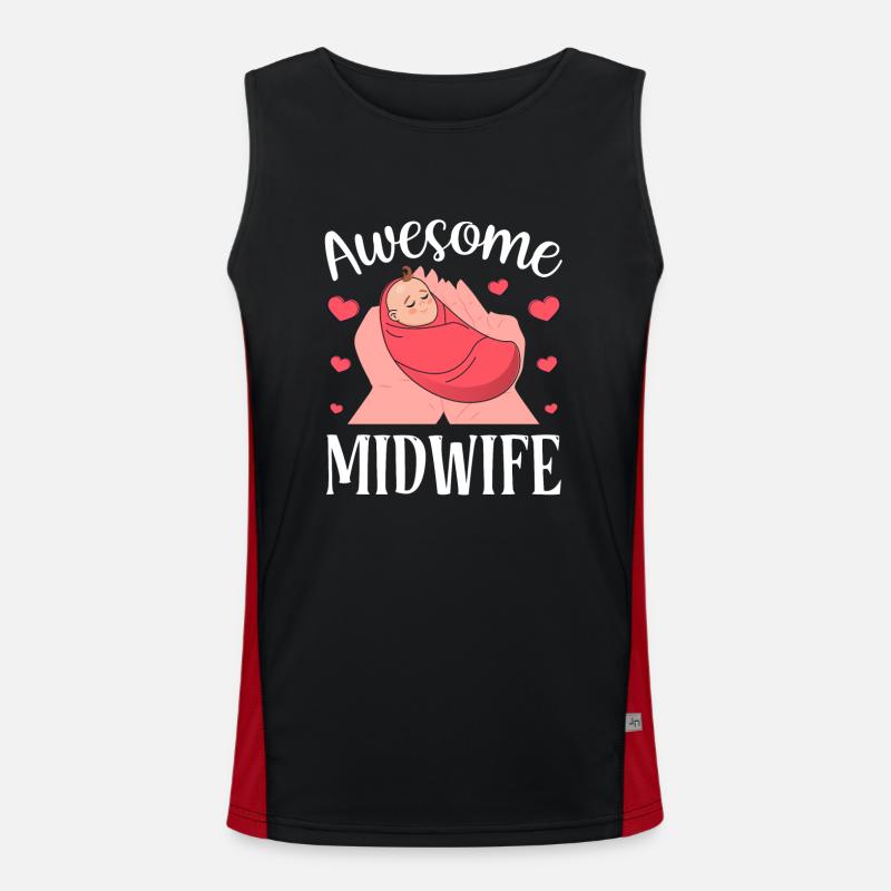Tolle Hebamme Beruf Geburtshilfe Hebammen Sprüche Funktionelles Kontrast-Tank Top für Männer 