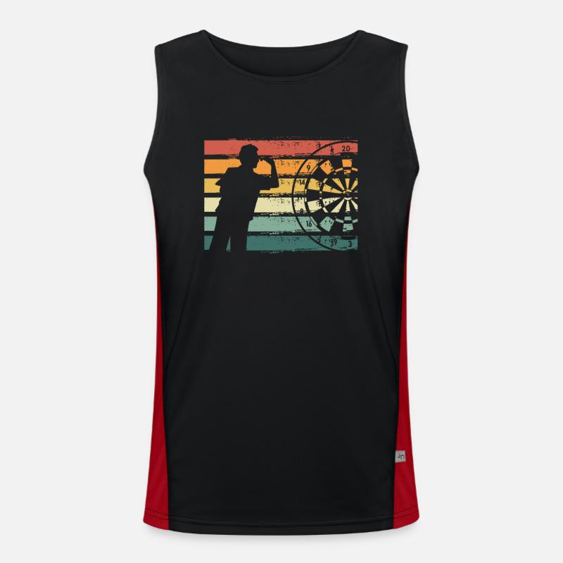 Dartmann Auf Einer Retro-dartscheibe Funktionelles Kontrast-Tank Top für Männer 
