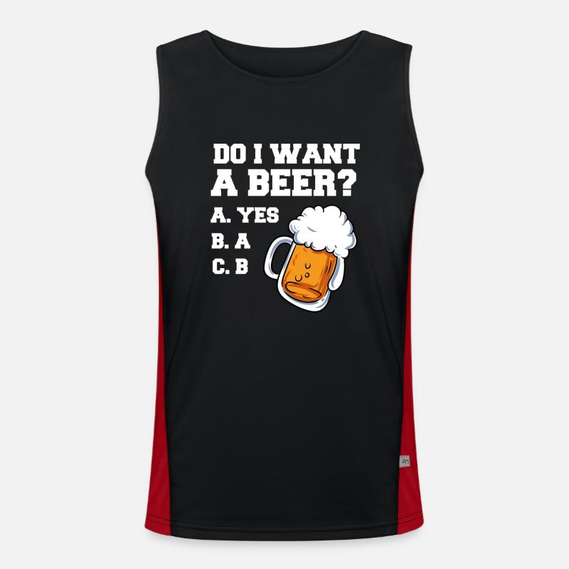 Will ich Bier A B C JA Lustiger Biertrinker Design Funktionelles Kontrast-Tank Top für Männer 
